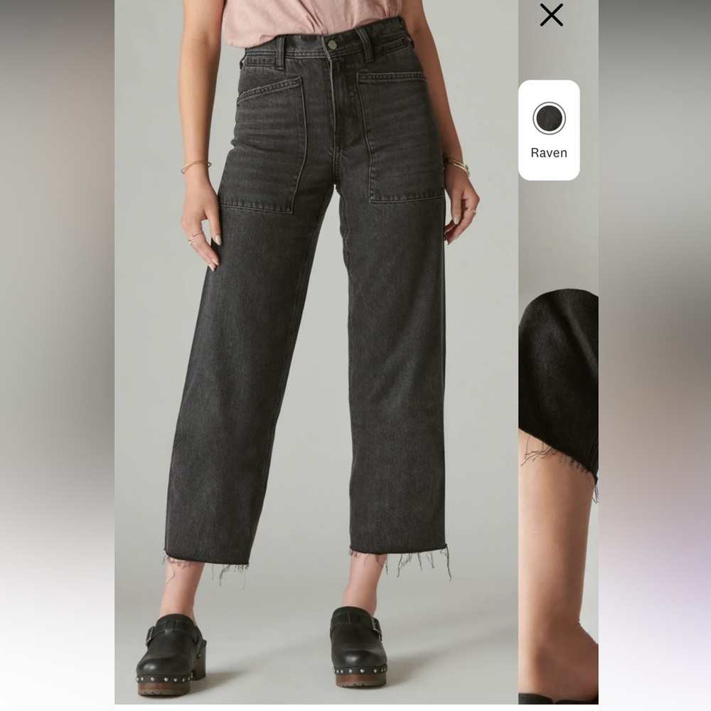 Lucky Brand Charcoal Frayed Ankle Jeans